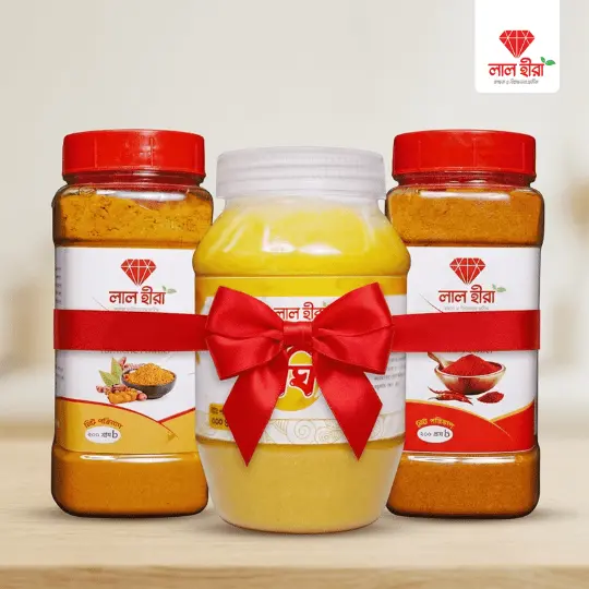 হলুদের গুড়া + মরিচের গুড়া + গাওয়া ঘি | Turmeric  + Chilli + Gawa Ghee